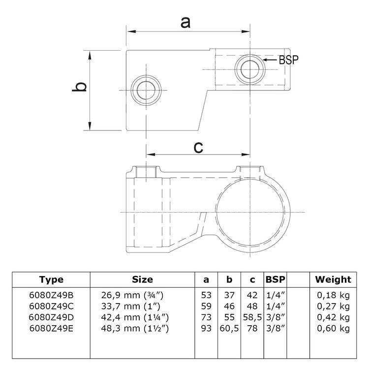 Doos Verstelbaar hoekstuk - zwart-E / 48,3 mm (34 stuks)